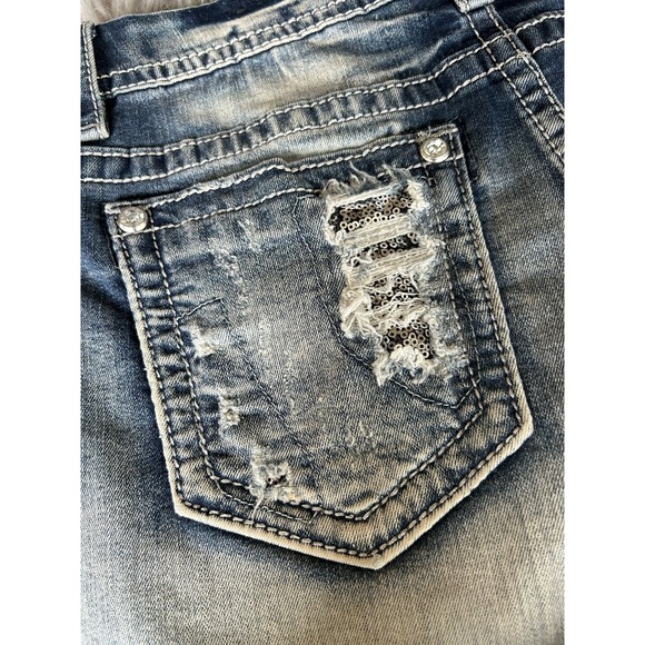 Miss Me Women's Mid Rise Easy Shorts Pockets Five Pockets Whiskering Blue SZ 30 - Picture 13 of 13